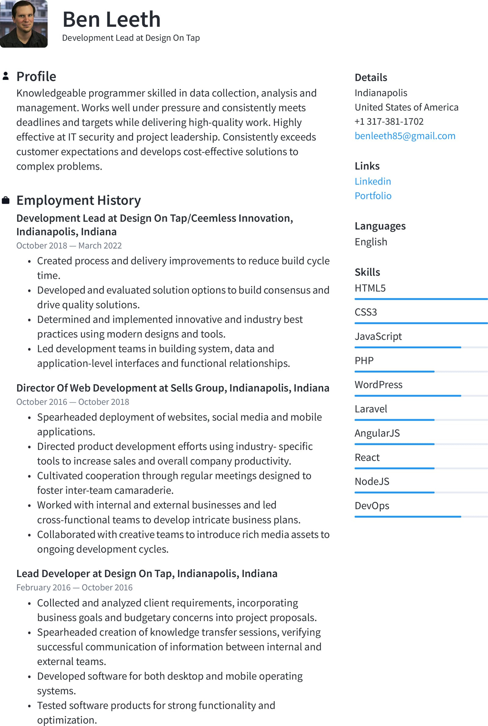 Ben Leeth Resume